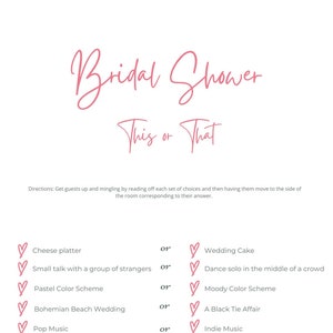 Bridal Shower |This or That | Printable