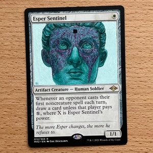 Esper Sentinel - The Agent Intellect - Hand Painted Magic the Gathering Acrylic Alter