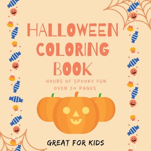 Cute Halloween Kids Coloring Book Digital Download Coloring Pages Printable