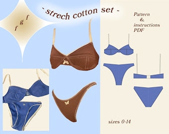 stretch cotton underwear & bralette set sewing pattern