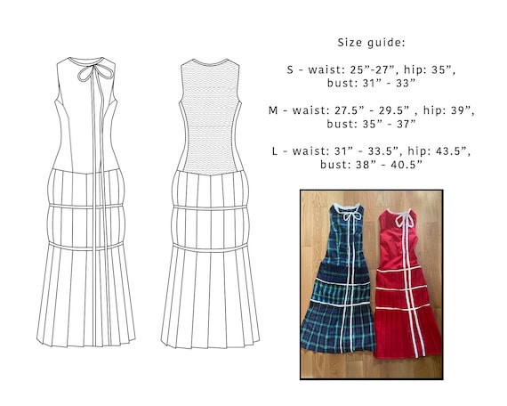 Pleated Drop Waist Dress With Bow, Sewing Pattern PDF - Etsy