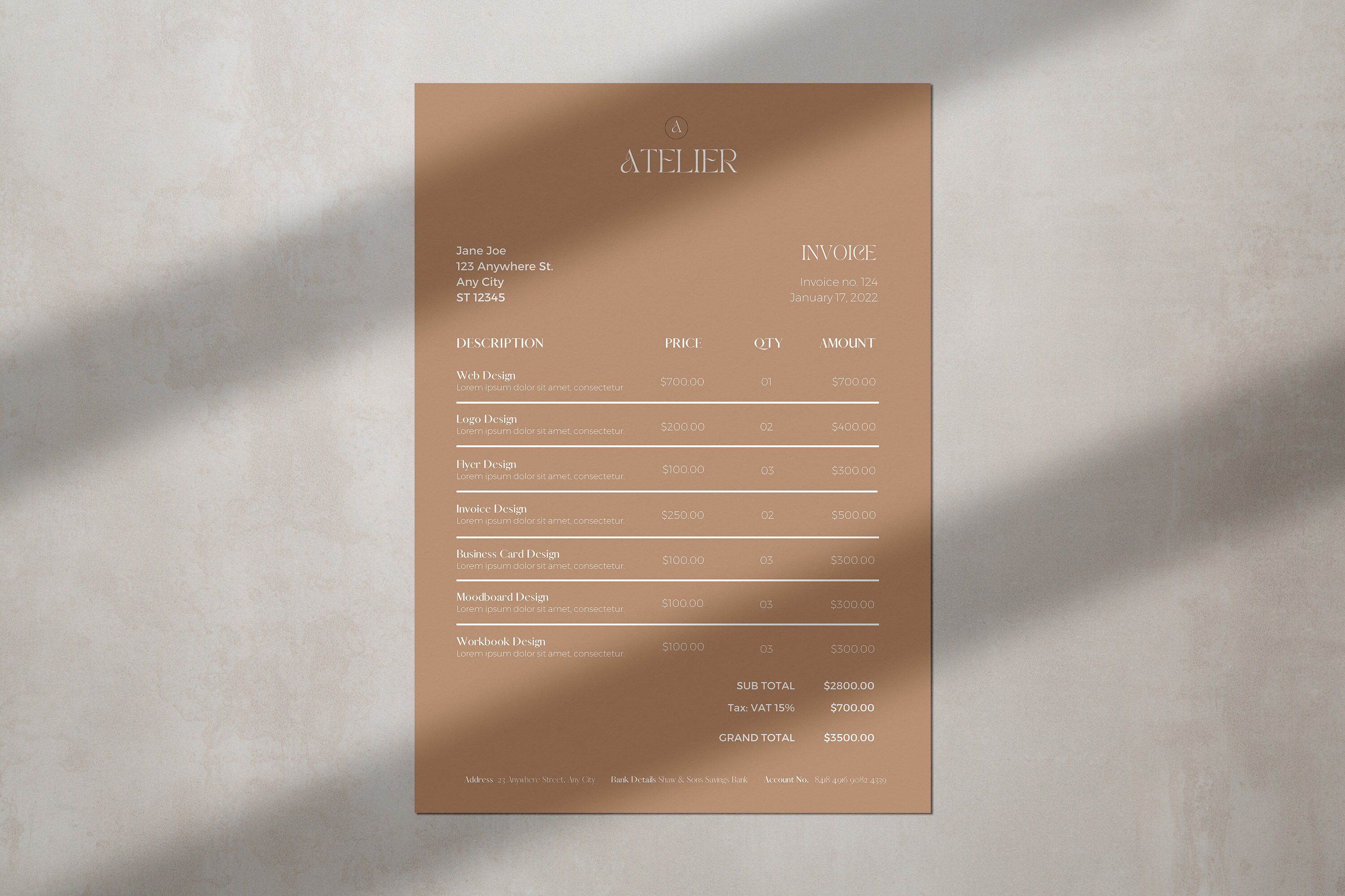 Printable Invoice Template Business Invoice Editable - Etsy