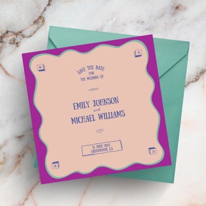 Handwritten Style Wavy Border Save-the-Date – Whimsical Quirky Wedding Invite