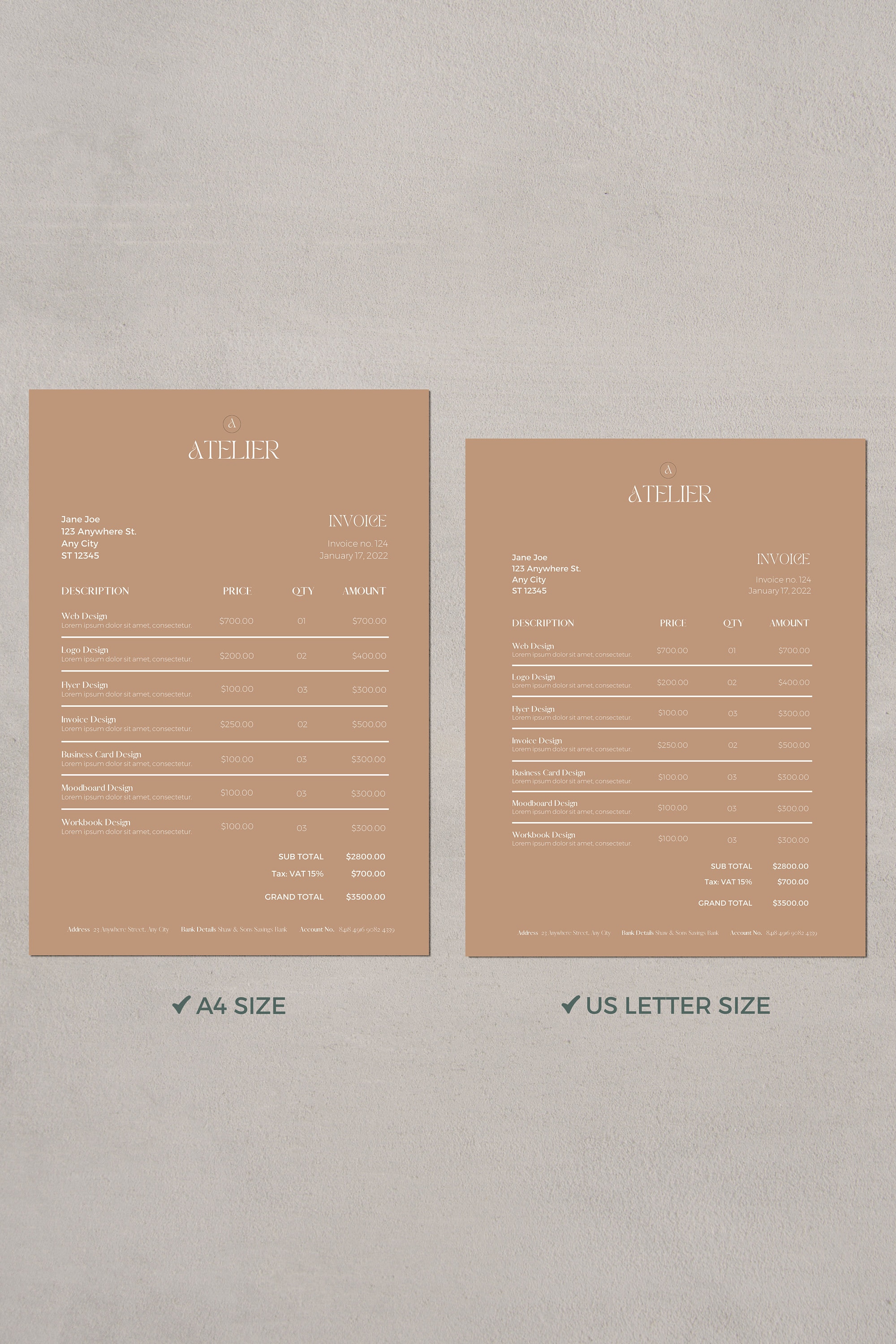 Printable Invoice Template Business Invoice Editable - Etsy
