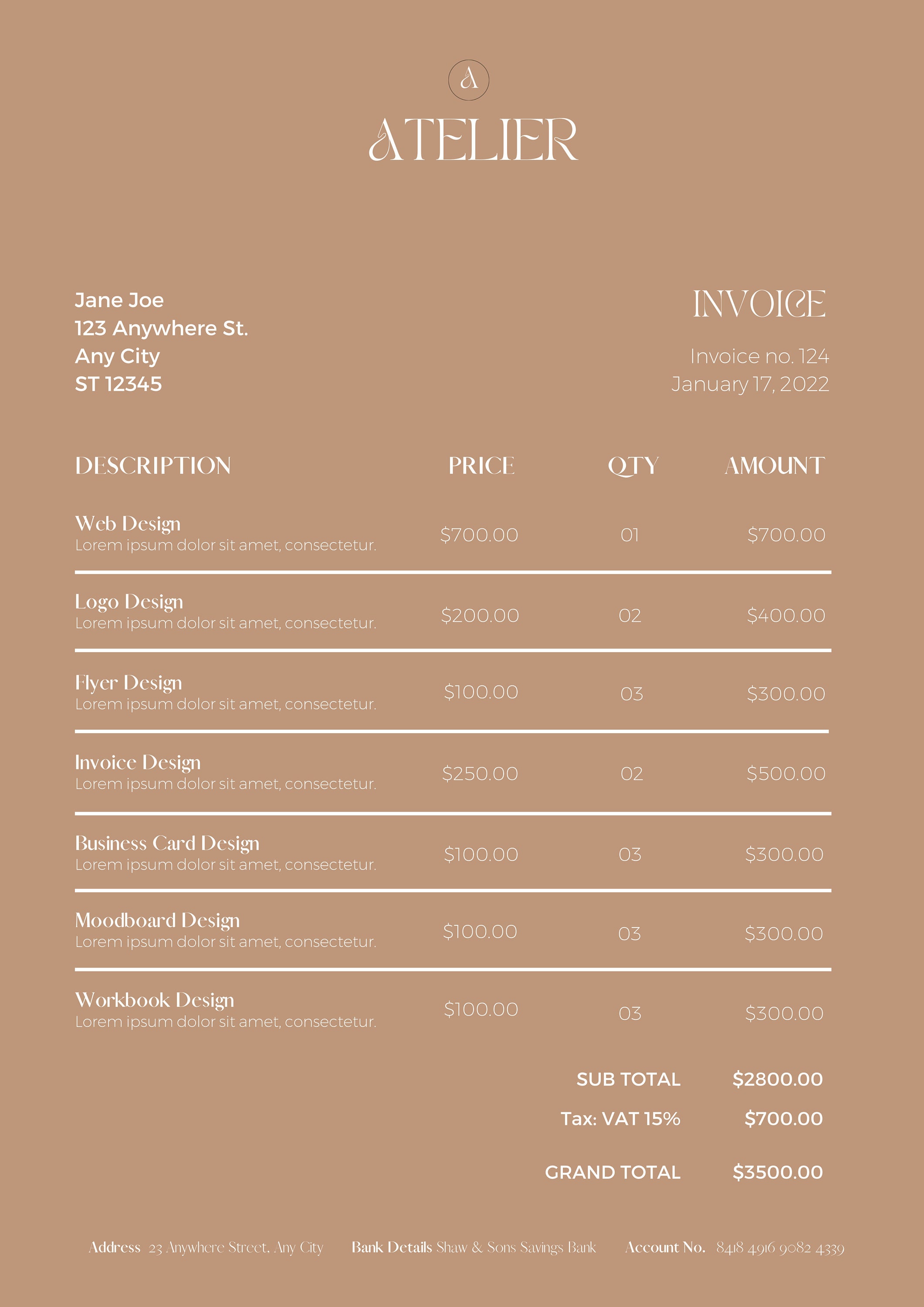 Printable Invoice Template Business Invoice Editable - Etsy