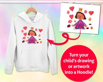 Custom Hoodie with your personalized Drawing - Perfect gift for Mom and Dad