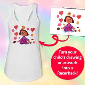 Custom Racerback Tank with your personalized Drawing - Perfect gift for Mom and Dad