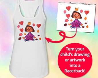 Custom Racerback Tank with your personalized Drawing - Perfect gift for Mom and Dad