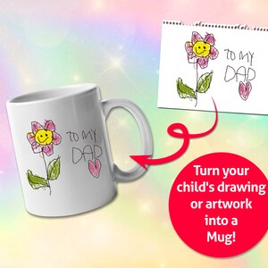 Custom Kid&#39;s Art Mug, Custom Father&#39;s Day Gift, Customizable Mug, Mug Custom, Personalized Child&#39;s Artwork, Personalized Mug, Mug Gift