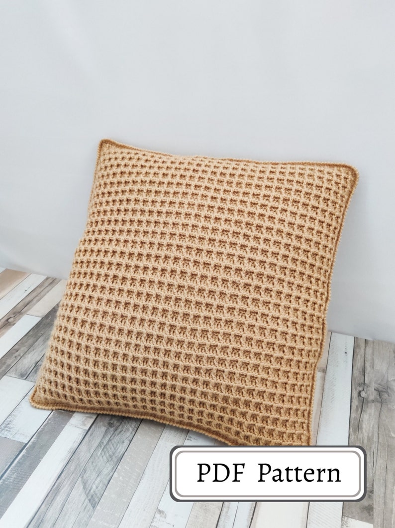 Waffle Pillow Crochet Pattern, Easy Crocheted Cushion, PDF Crochet