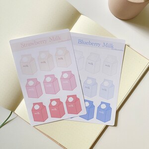 Adesivos de leite kawaii, folhas de adesivos para scrapbooking de bebidas, adesivos para diário de marcadores, adesivos para diário de caixa de leite