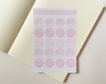Pegatinas de luna del amanecer / Pegatinas de planificador celestial, Bullet Journal