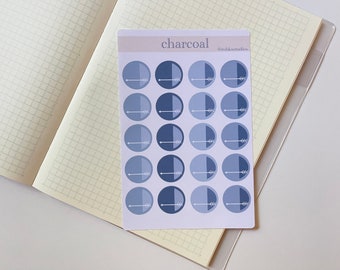 Charcoal Circle Sticker Sheet, Bullet Journal Stickers