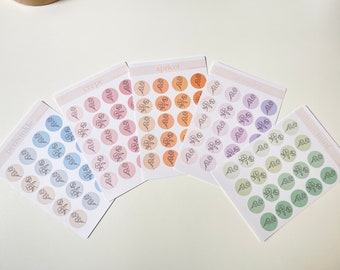 Floral Circle Sticker Sheets, Bullet Journal Scrapbooking Stickers