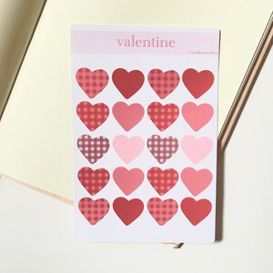 Valentine Hearts Sticker Sheet, Cute Bujo Heart Stickers, Journaling Valentine Stickers