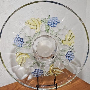 Vintage Footed Glass Serving Platter Indiana Glass