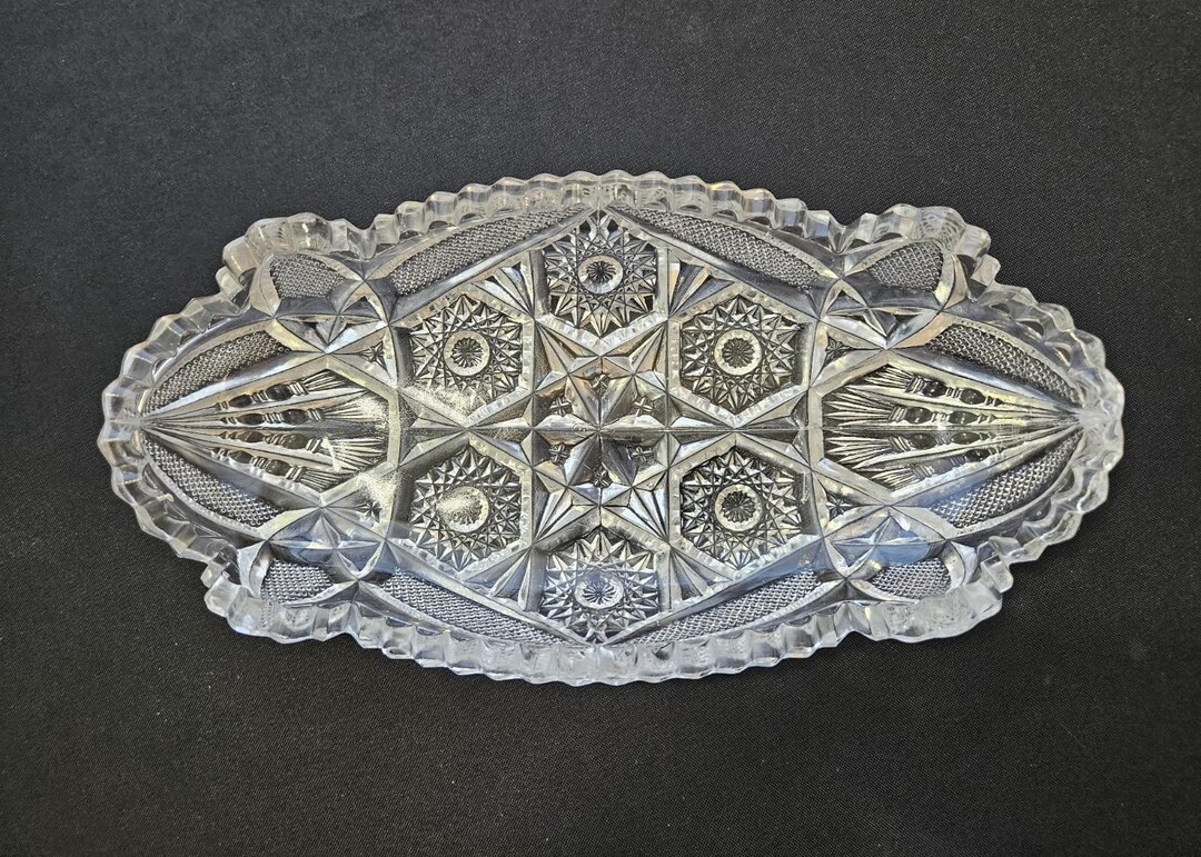 アンティークカットガラスクリスタルセロリ皿 - Etsy 日本