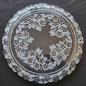 Mikasa Kristall Kuchenplatte Gefrostete Blätter Design Footed Vintage