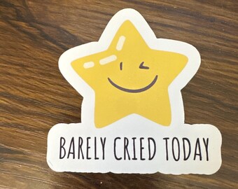 Barely Cried Today Sticker: Funny Sarcastic Vinyl Decal