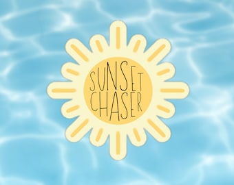 Sunset Chaser Sticker: Beach Vibes, Laptop Decal (2.5")