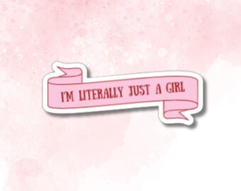 Just a Girl Ribbon Sticker: Coquette Laptop Decal