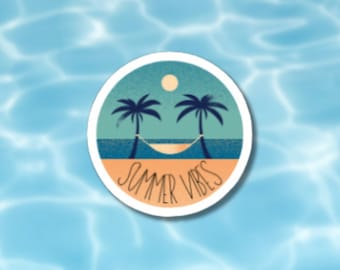 Palm Tree Beach Sticker: Summer Vibes Laptop Decal