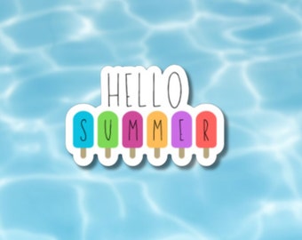 Hello Summer Popsicle Sticker: Water Bottle, Laptop Decal