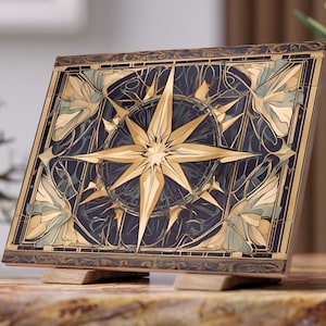 Art Nouveau & Art Deco Star Portrait Ceramic Tile, Ornate 1920s Style Pattern, Decorative 6x8 Photo Tile, Glossy and Matte Ceramic Wall Art
