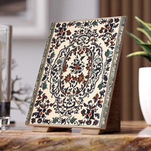 Tatreez Embroidery Art Ceramic Tile, Palestinian Decorative Tile, Middle Eastern Sign, Free Palestine Wall Art, Living Room Decoration Gift