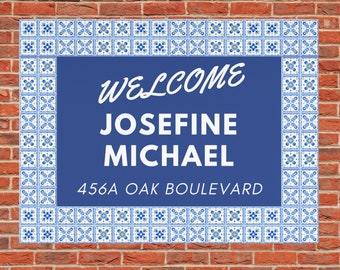 Personalized Ceramic Address Tile, Custom House Numbers, Welcome Sign, 6x8