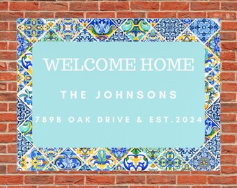 Personalized Ceramic Welcome Address Tile, Custom House Numbers, 6x8 Last Name Sign