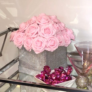 Rhinestone Flower Box, Bling Box, Rose Box, Luxury Flower Box, Glam Decor, Vanity Decor, Office Decor, Home Decor, Bling Flowers image 3