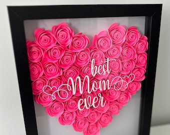 Best Mom Ever Shadow Box Frame, Heart Shadow Box, Home Decor, Mother's Day Gift, Special Mom Frame, Home Decor, Office Decor, Flower Heart