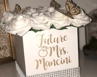 Future Mrs. Gift, Luxury Flower Box, Rose Box, Engagement Gift, Gift for the Bride, Home Decor, Vanity Decor, Office Decor, Flower Bouquet