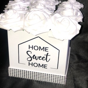 Home Sweet Home Flower Box, Home Decor, Housewarming Gift, Rose Box, Flower Box image 1