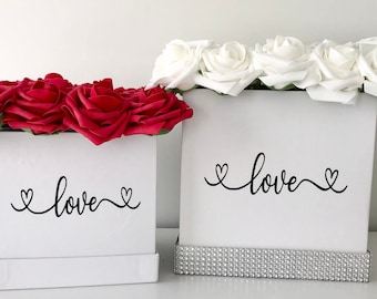 Love Flower Box, Rose Box, Valentine's Day, Luxury Flower Box, Vanity Decor, Roses, Flower Box Arrangement, Flower Bouquet, Home Decor, Glam