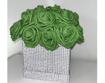 Rhinestone Flower Bix, Bling Box, Glam Decor, Luxury Flower Box, Vanity Decor, Office Decor, Home Decor, Bling Flowers, Glam Room