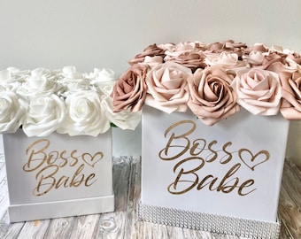 Boss Babe Flower Rose Box, Boss Babe Decor, Office Decor, Room Decor, Home Decor, Boss Babe, Luxury Flower Box, Rose Box, Business,Gift Idea