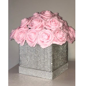 Rhinestone Flower Box, Bling Box, Rose Box, Luxury Flower Box, Glam Decor, Vanity Decor, Office Decor, Home Decor, Bling Flowers