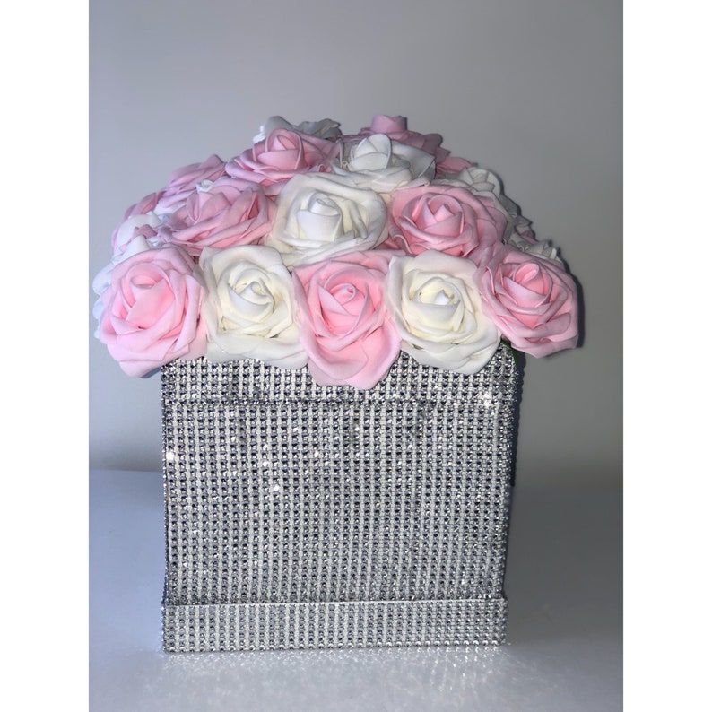Rhinestone Flower Box, Bling Box, Rose Box, Luxury Flower Box, Glam Decor, Vanity Decor, Office Decor, Home Decor, Bling Flowers, Glam Room image 9