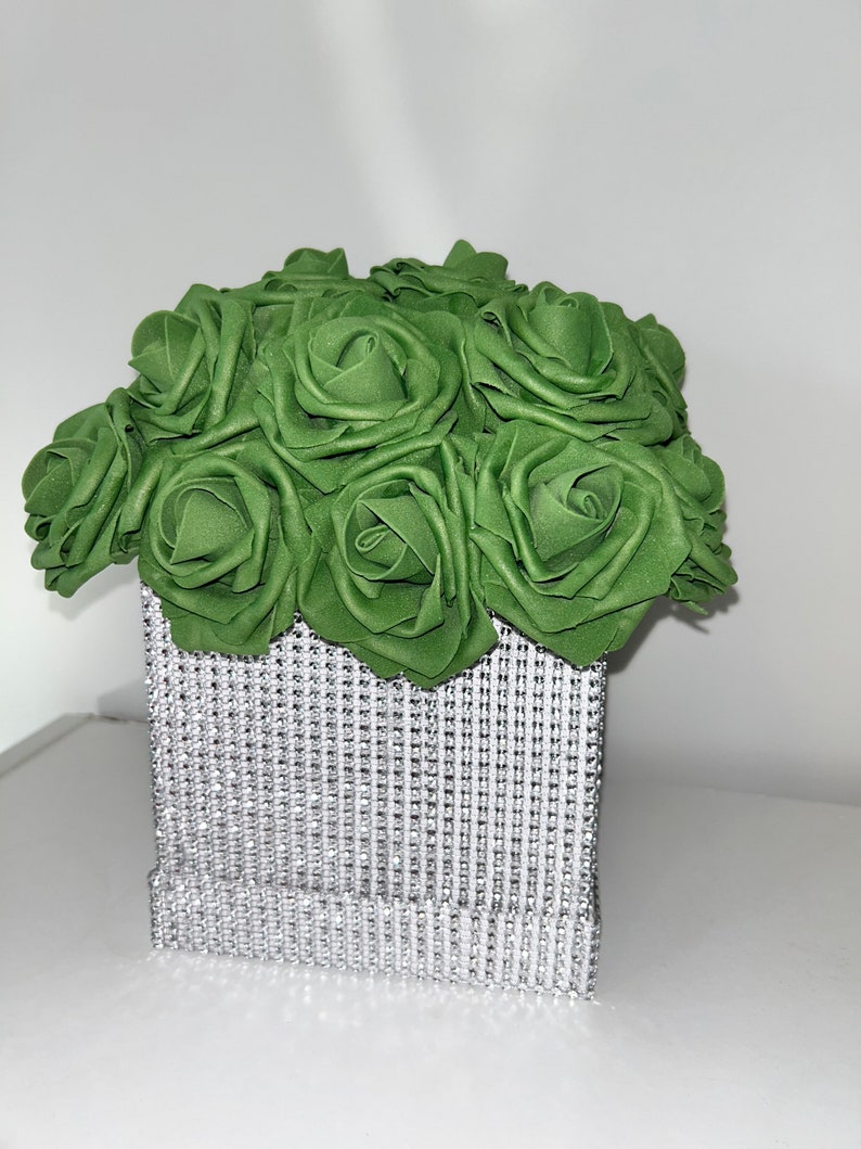 Rhinestone Flower Box, Bling Box, Rose Box, Luxury Flower Box, Glam Decor, Vanity Decor, Office Decor, Home Decor, Bling Flowers image 7