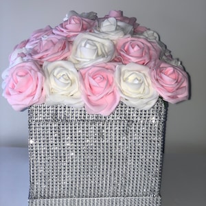 Rhinestone Flower Box, Bling Box, Rose Box, Luxury Flower Box, Glam Decor, Vanity Decor, Office Decor, Home Decor, Bling Flowers image 8