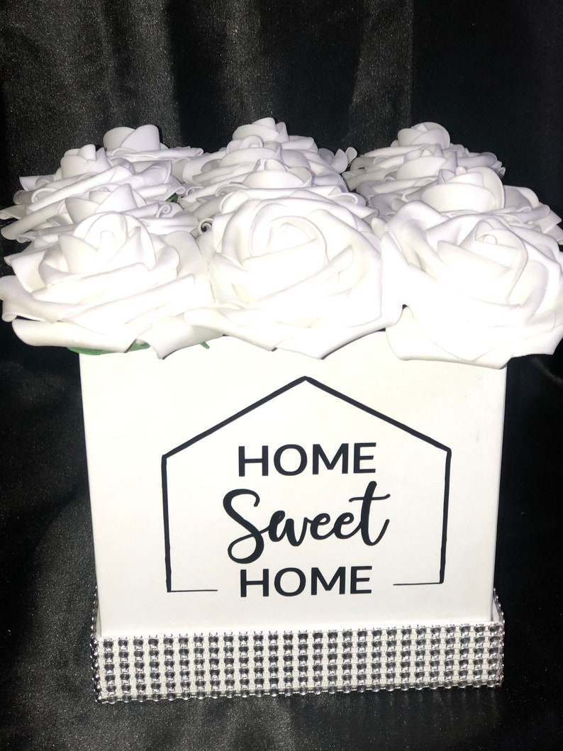 Home Sweet Home Flower Box, Home Decor, Housewarming Gift, Rose Box, Flower Box image 2