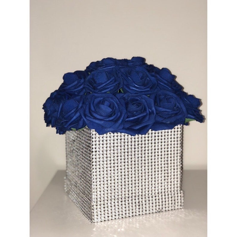 Rhinestone Flower Box, Bling Box, Rose Box, Luxury Flower Box, Glam Decor, Vanity Decor, Office Decor, Home Decor, Bling Flowers, Glam Room image 1