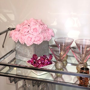 Rhinestone Flower Box, Bling Box, Rose Box, Luxury Flower Box, Glam Decor, Vanity Decor, Office Decor, Home Decor, Bling Flowers image 9