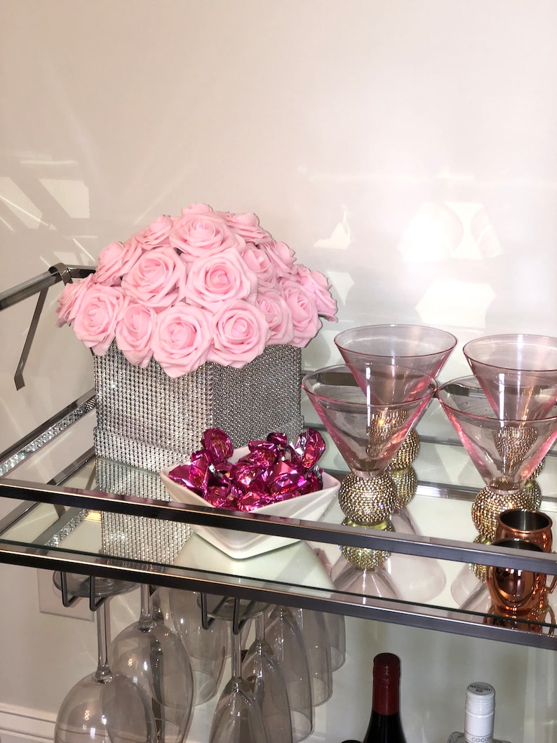 Rhinestone Flower Box, Bling Box, Rose Box, Luxury Flower Box, Glam Decor, Vanity Decor, Office Decor, Home Decor, Bling Flowers image 9