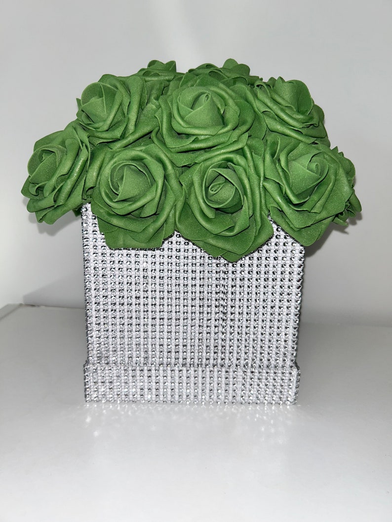 Rhinestone Flower Box, Bling Box, Rose Box, Luxury Flower Box, Glam Decor, Vanity Decor, Office Decor, Home Decor, Bling Flowers, Glam Room image 5