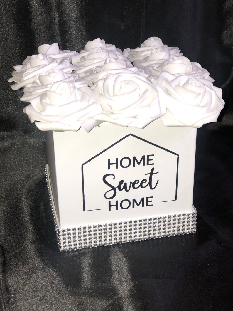 Home Sweet Home Flower Box, Home Decor, Housewarming Gift, Rose Box, Flower Box image 4