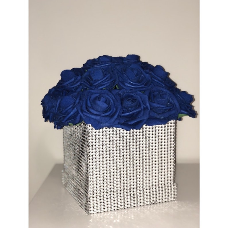 Rhinestone Flower Box, Bling Box, Rose Box, Luxury Flower Box, Glam Decor, Vanity Decor, Office Decor, Home Decor, Bling Flowers image 4