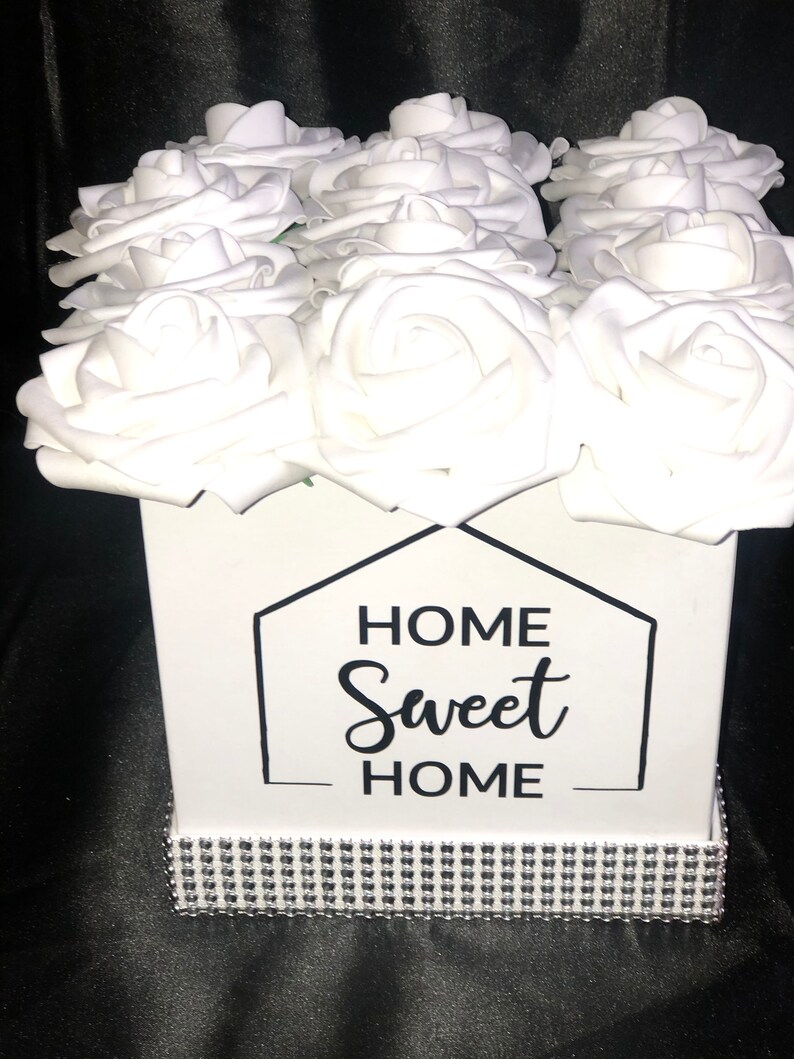 Home Sweet Home Flower Box, Home Decor, Housewarming Gift, Rose Box, Flower Box image 8